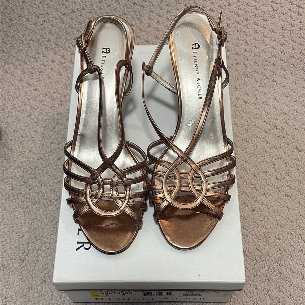 Etienne Aigner Bronze Strappy Sandals